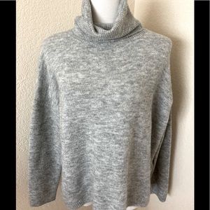 Oversized sweater wool blend cowl neck heather gray sweater loose fit Splendid